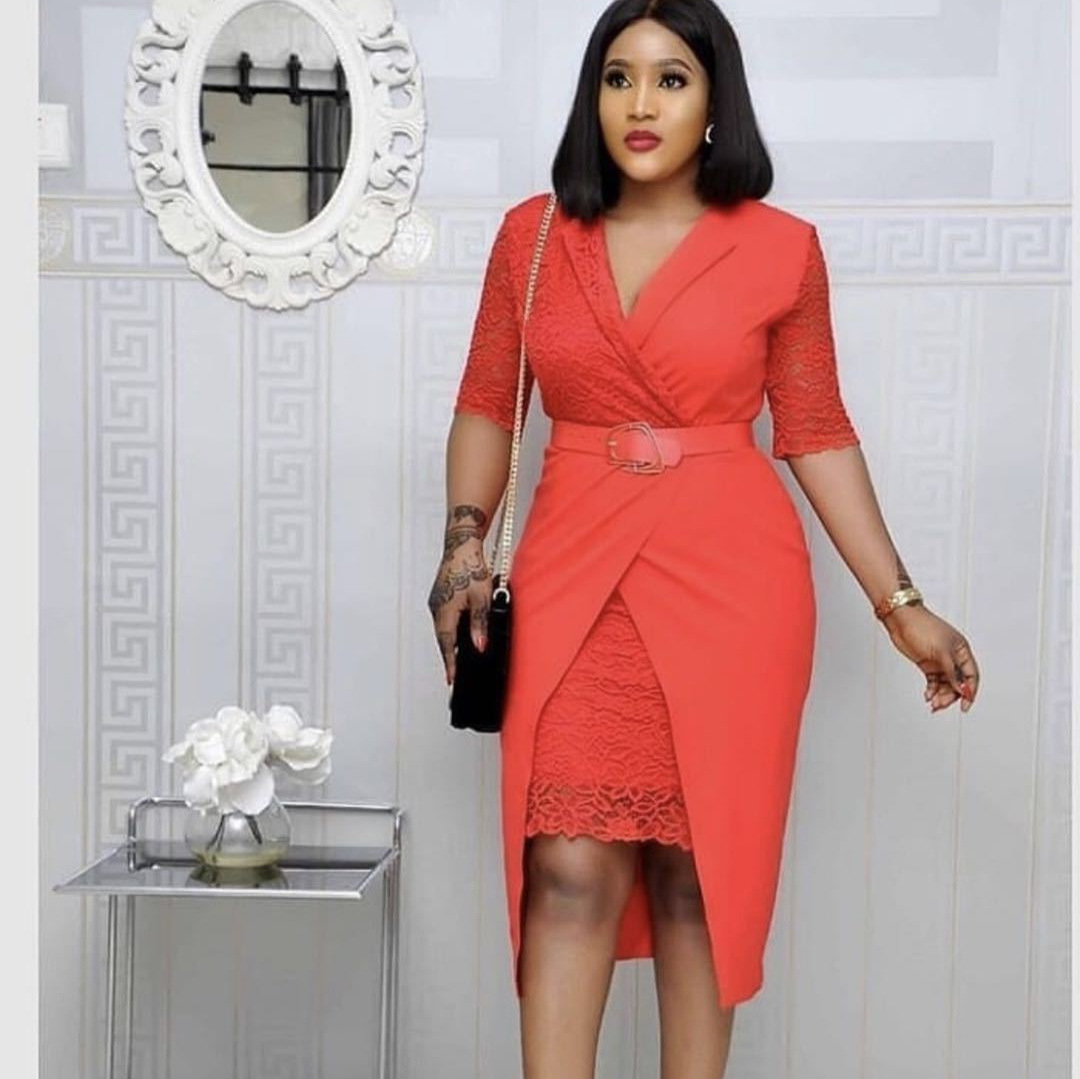 African women's clothing dress irregular skirt sexy V lace commuter pencil dress belt style