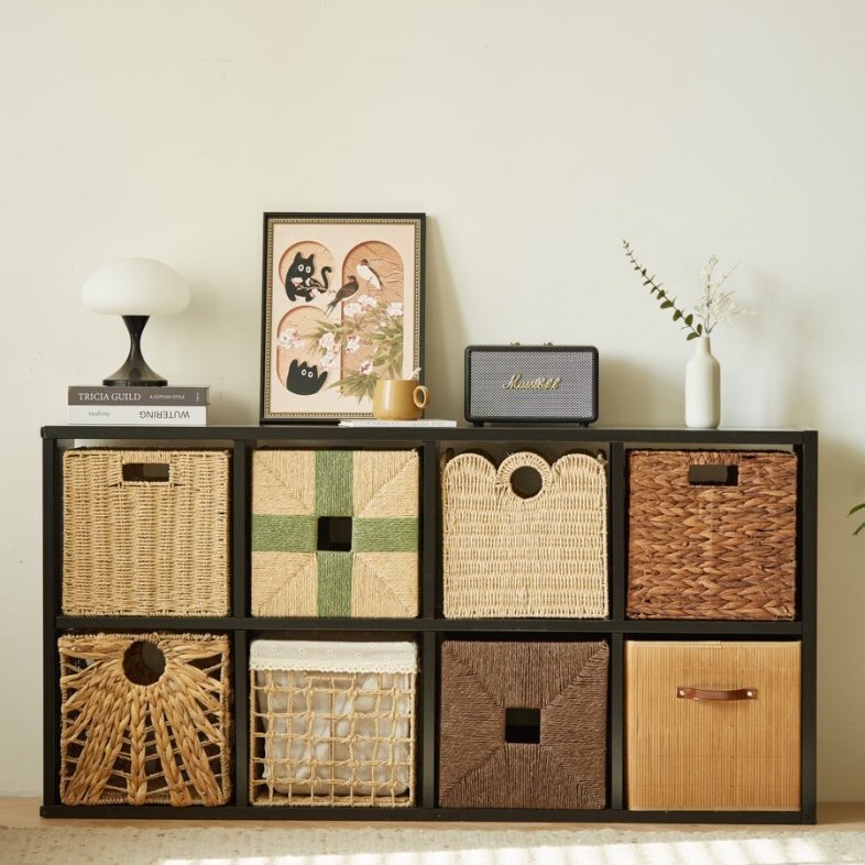 Kalek Grid Cabinet Handmade Woven Baskets for Living Room Organization, Foldable Storage Baskets Collection Kalek Grid Cabinet Handmade Woven Baskets for Living Room Organization, Foldable Storage Baskets Collection