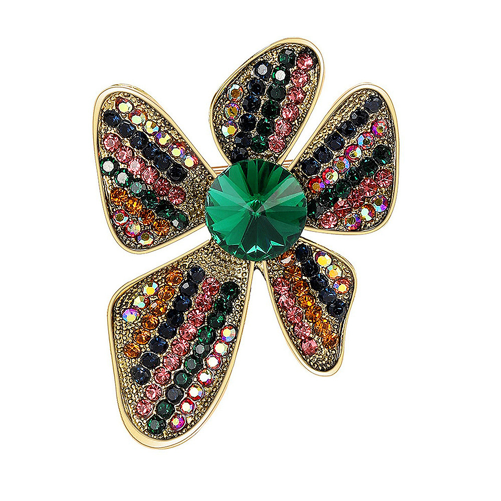 Spilla elegante vintage a forma di fiore con strass donna_voghion.com