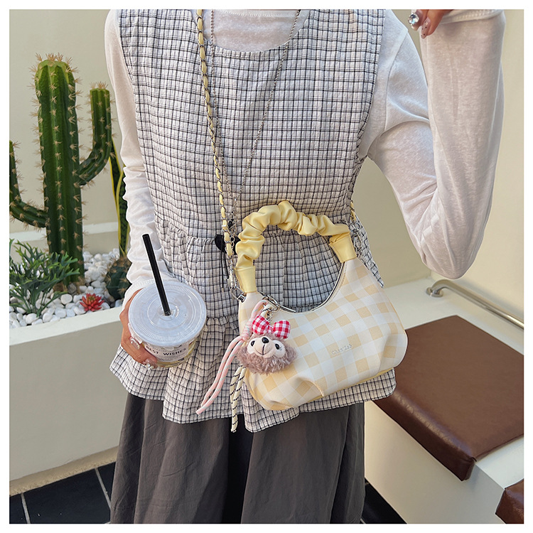 Sweet and cool style, trendy and unique cloud-shaped pleated handbag, a new summer fashion chain crossbody bag for women in 2025 undefined