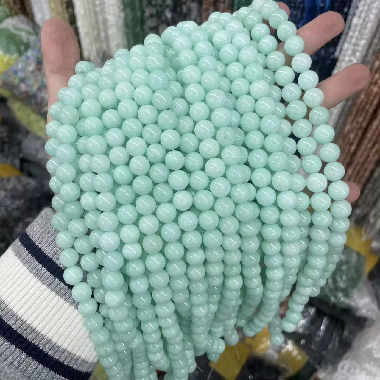 Organic round beads jade, accessories handmade, (Physicals)