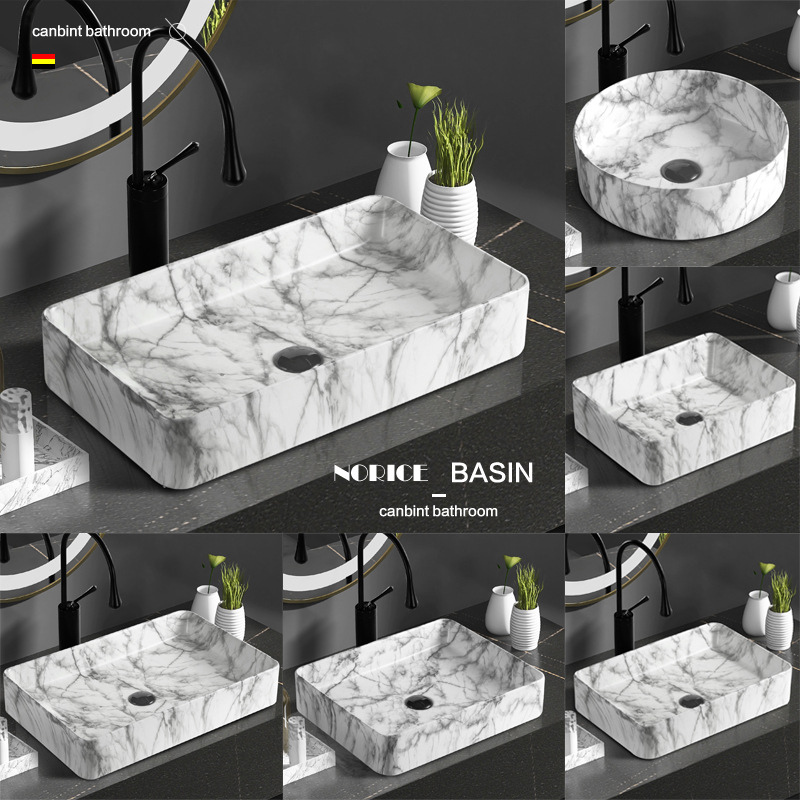 Nordic table basin bathroom home table wash basin balcony wash basin single basin water basin marble art Basin