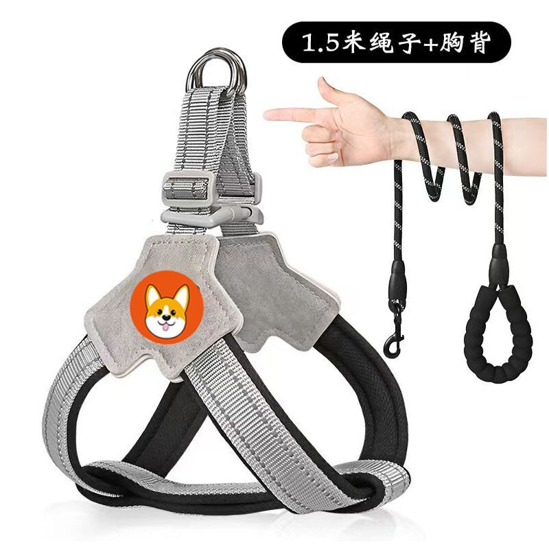 狗狗牵引绳马鞍式宠物胸背带透气反光不勒牢固宠物牵引绳宠物用品|undefined