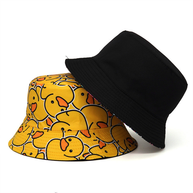 Sombrero de Sol de verano Sombrero de cubo de pato amarillo reversible para hombres