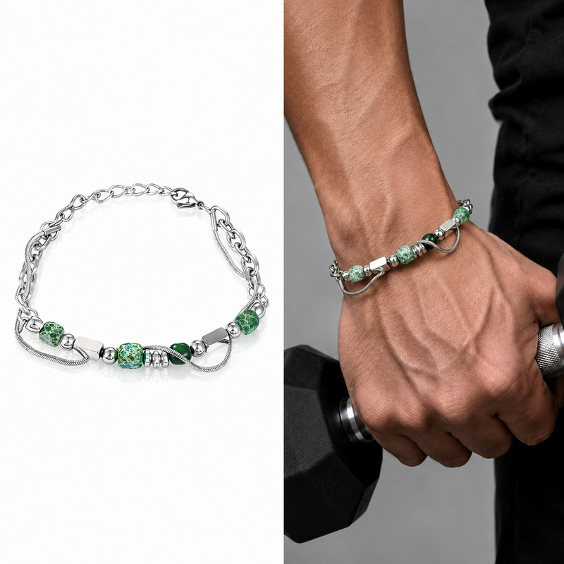 Winding Ivy Titanium Steel Non-Fading Bracelet for Men, Natural Stone Beaded Trendy Light Luxury High-End Hand Jewelry for Women Winding Ivy Titanium Steel Non-Fading Bracelet for Men, Natural Stone Beaded Trendy Light Luxury High-End Hand Jewelry for Women