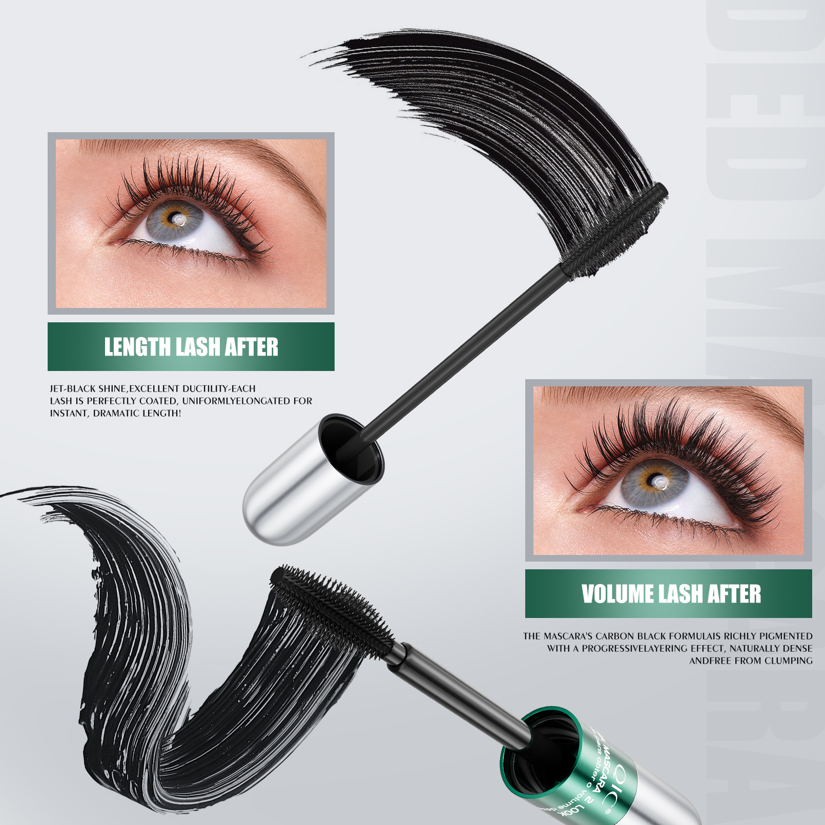 Qic Qicai Double-Effect 4D Mascara Waterproof Long Curling Natural Thick 2in1 Mascara North American Makeup Qic Qicai Double-Effect 4D Mascara Waterproof Long Curling Natural Thick 2in1 Mascara North American Makeup