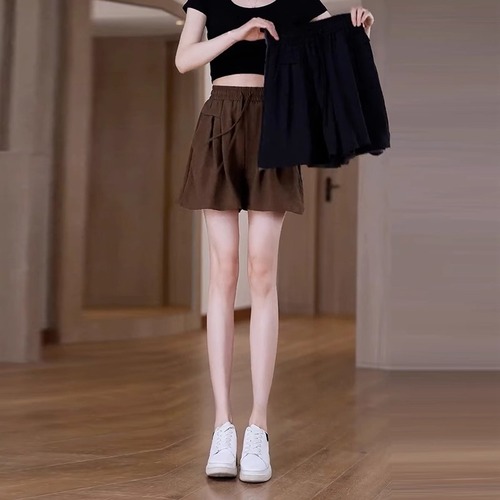 Women's Summer Thin Loose High-Waisted Invisible Silk Shorts 2025 New Model Running and Casual Five-Finger Shorts with Sheer Feel
