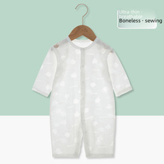 Baby one-piece summer air-conditioning suit, summer crawling suit, ultra-thin long-sleeved baby hariyoku, printed breathable style