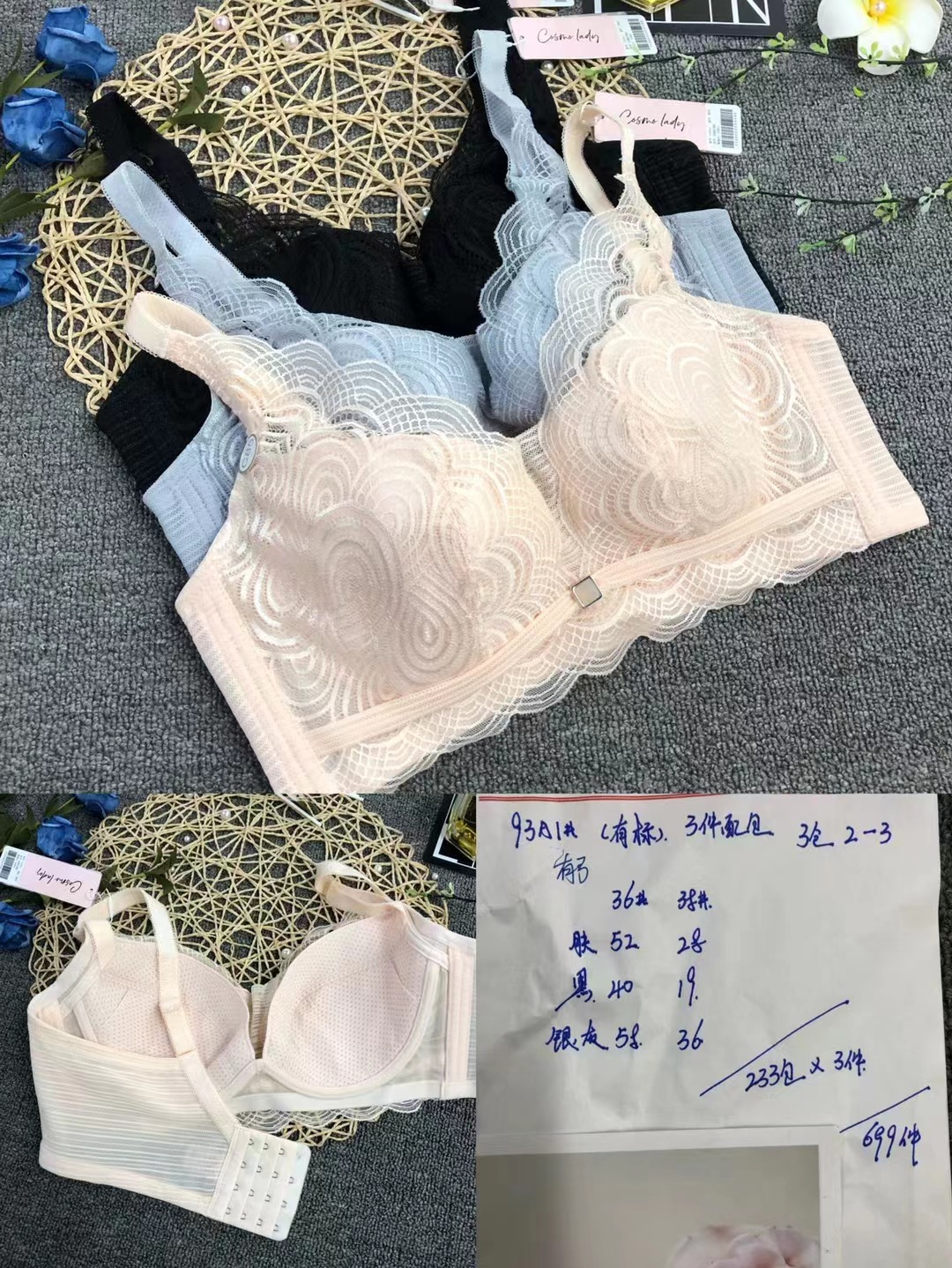 Nueva alta calidad fina algodón taza transpirable ropa interior de las mujeres transpirable poli ajustable ultra-fino sujetador al por mayor
