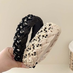 2024新款麻花高顱頂小香風發箍編織寬邊頭箍外出百搭高級感發卡