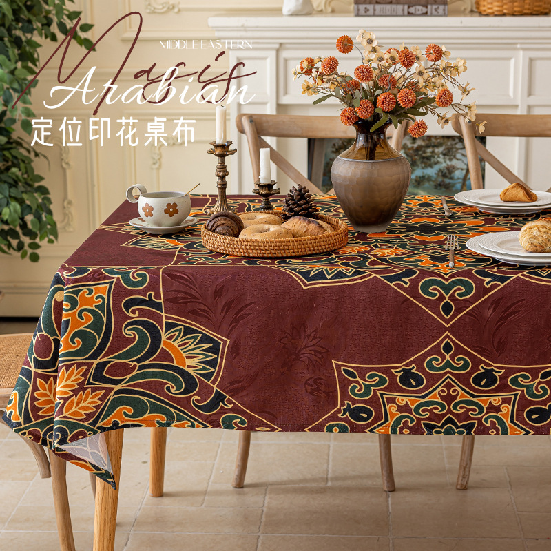 Mantel jacquard estilo retro Mumbaak, mantel festivo, antiarrugas, grueso, para el hogar, restaurante, mesa de centro