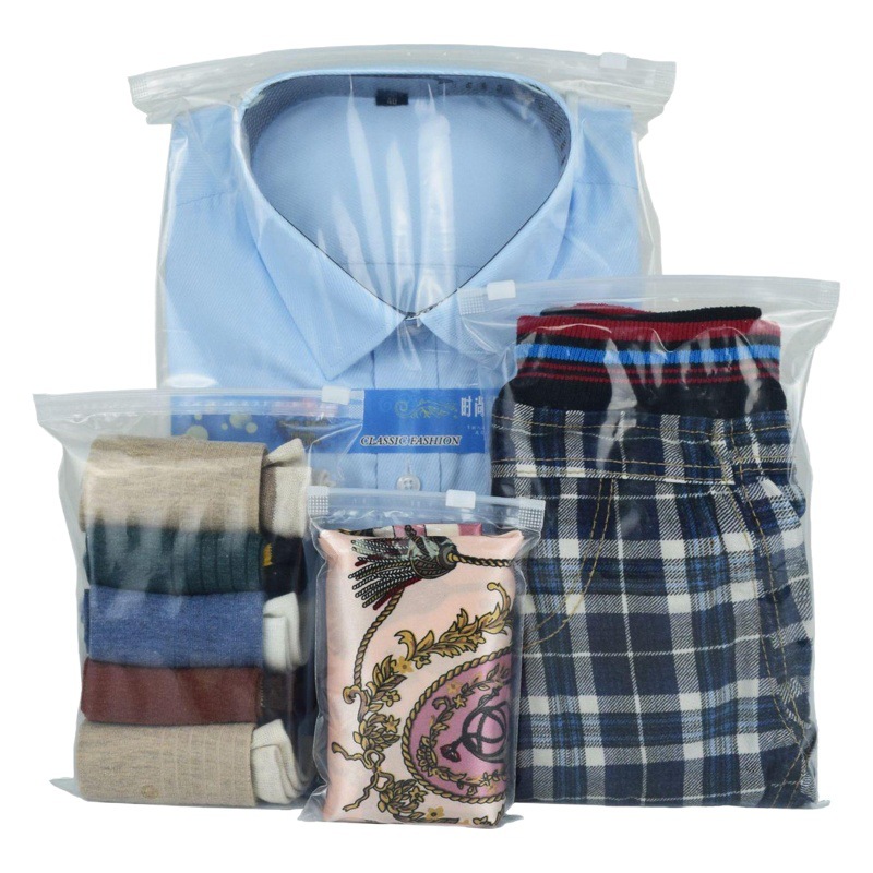 Triman French Microetiqueta Advertencia Bolsa con cremallera Teum Transparente Bolsa de embalaje de ropa Lema de advertencia ambiental transfronteriza