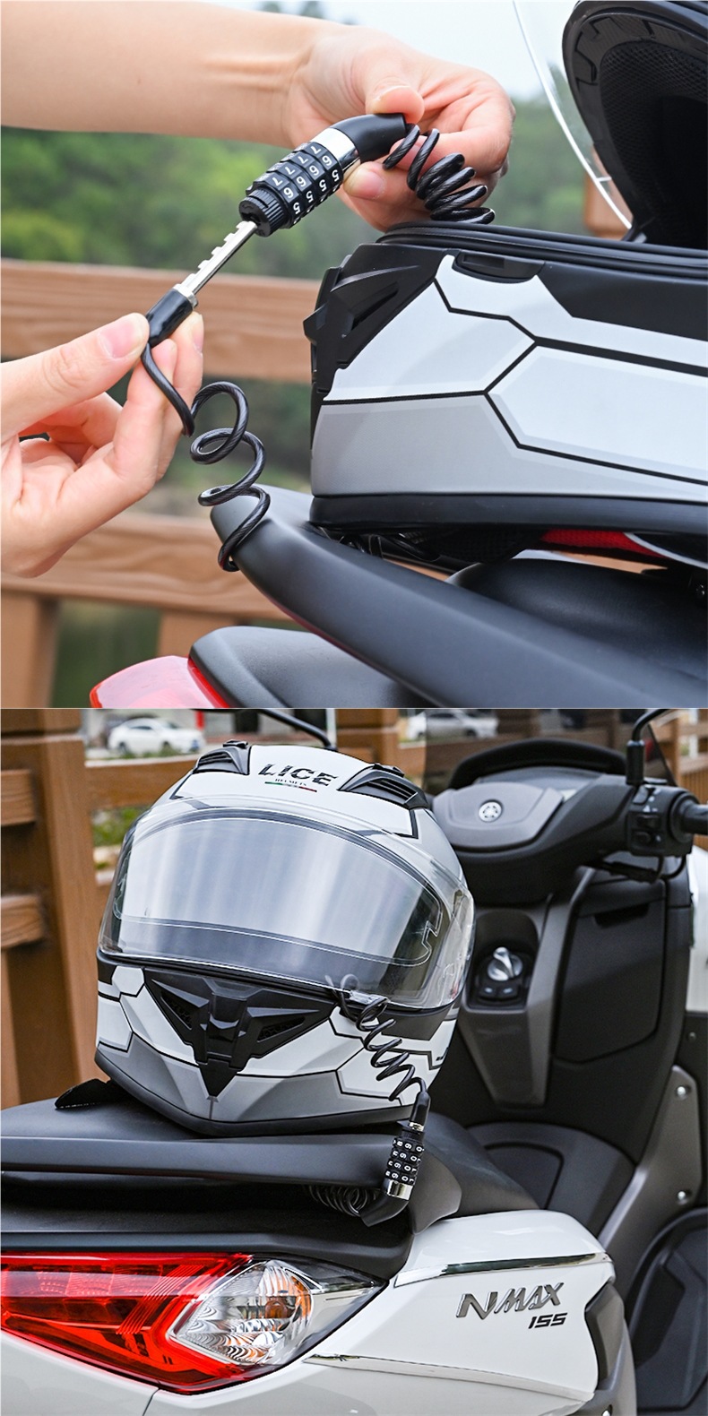 Steel Wire Helmet Lock Motorcycle Bicycle Anti-Theft Helmet Lock Telescopic Steel Wire Lock Cow Password Lock Head Password Lock