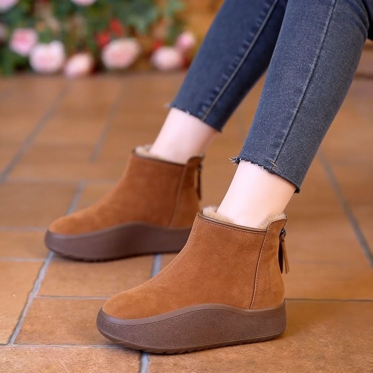 Retro matte finish snow boots for women, 2026 winter new style, fleece-lined, thick-soled cotton shoes, soft sole, non-slip, warm, Northeastern cotton boots
