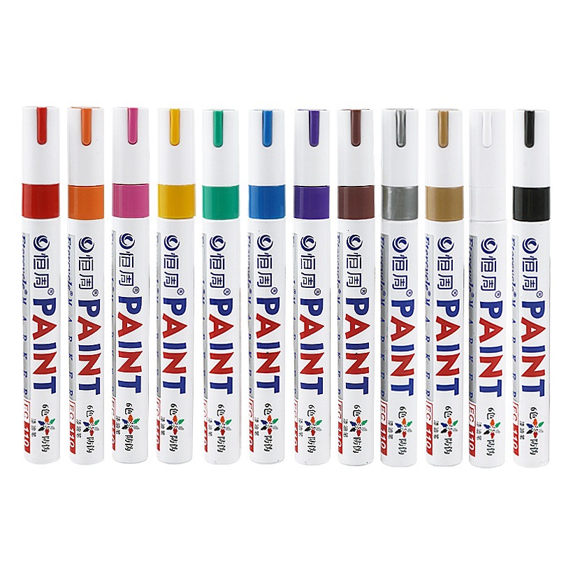 Metal Paint Pen White Waterproof Quick-drying Oil Marker Pen Steel Industrial Tire Paint Remover Non-fading Marker Pen