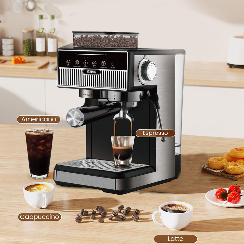 Cross-Border European Coffee Machine with Grinder, Fully Automatic All-In-One Machine, Espresso Machine, Milk Foaming, Hot and Cold Extraction