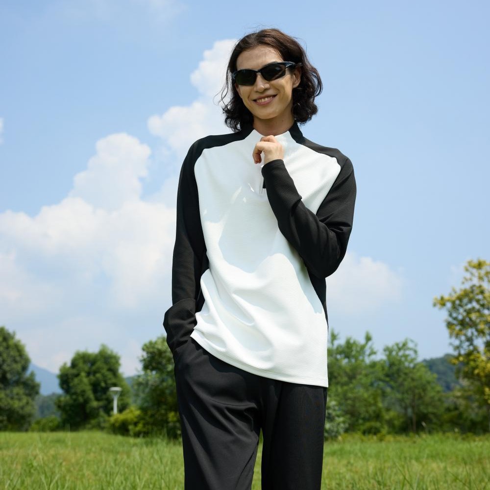 Otoño y invierno nuevo hombre de manga larga media cremallera camiseta deportiva casual versátil ropa europea y americana para correr fitness medio abierto