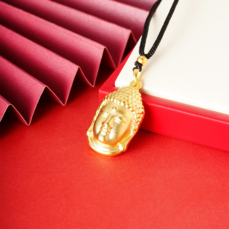 Vietnam oro Buda cabeza collar hecho cuerda trenzada auspicioso patrón imitación ORO VIVO transmisión sala de transmisión con productos calientes fuente de fábrica