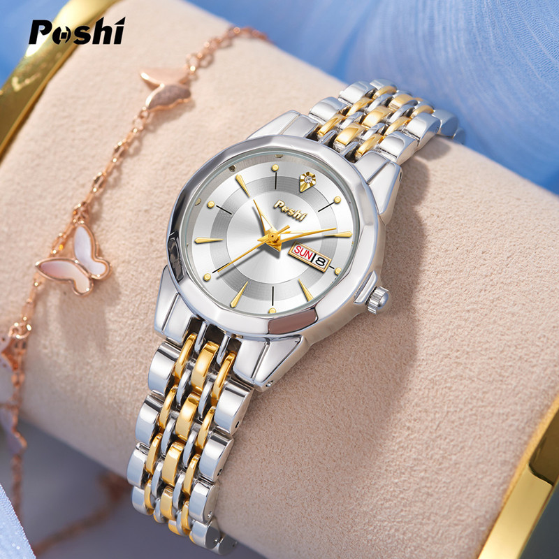 2023 nuevo reloj de marca poshi reloj de cuarzo de moda TikTok popular doble calendario impermeable reloj de mujer