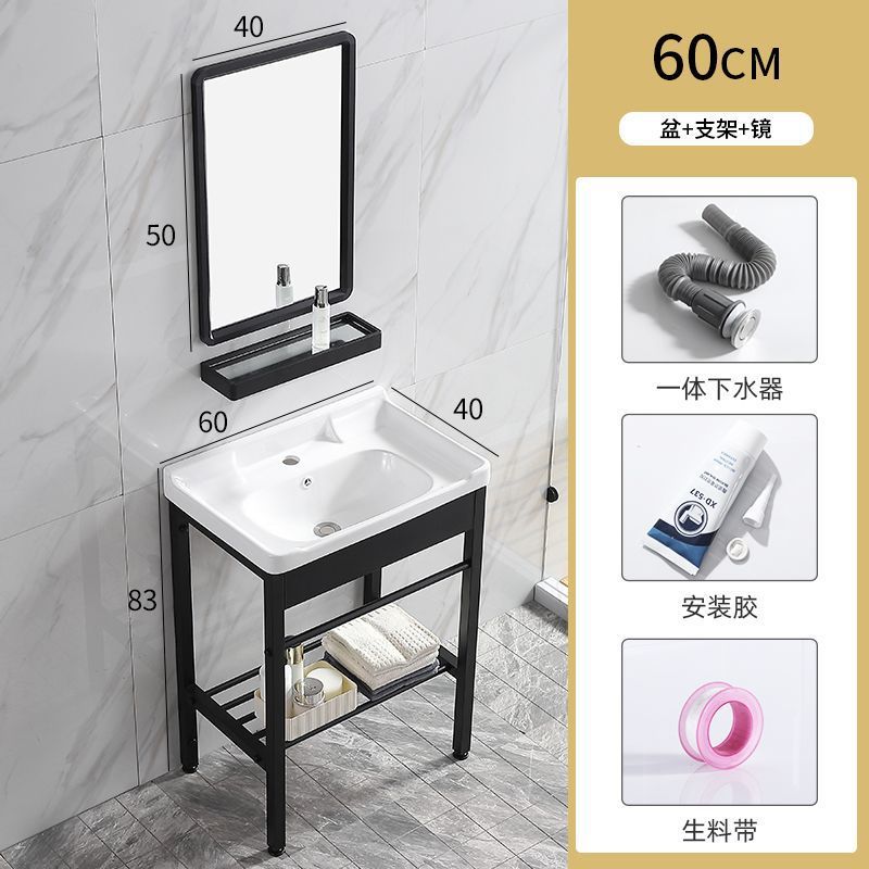 防锈卫生间易清洁小户型简装公寓落地式工程酒店洗手盆陶瓷一体盆|undefined