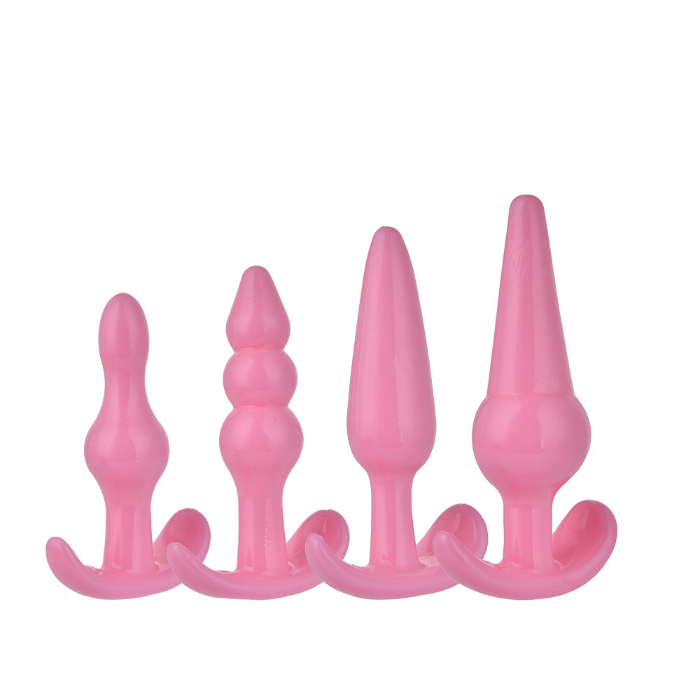Four-Piece Anal Plug Bead Set, TPE, Purple, Graduated Sizes — detail image 5
