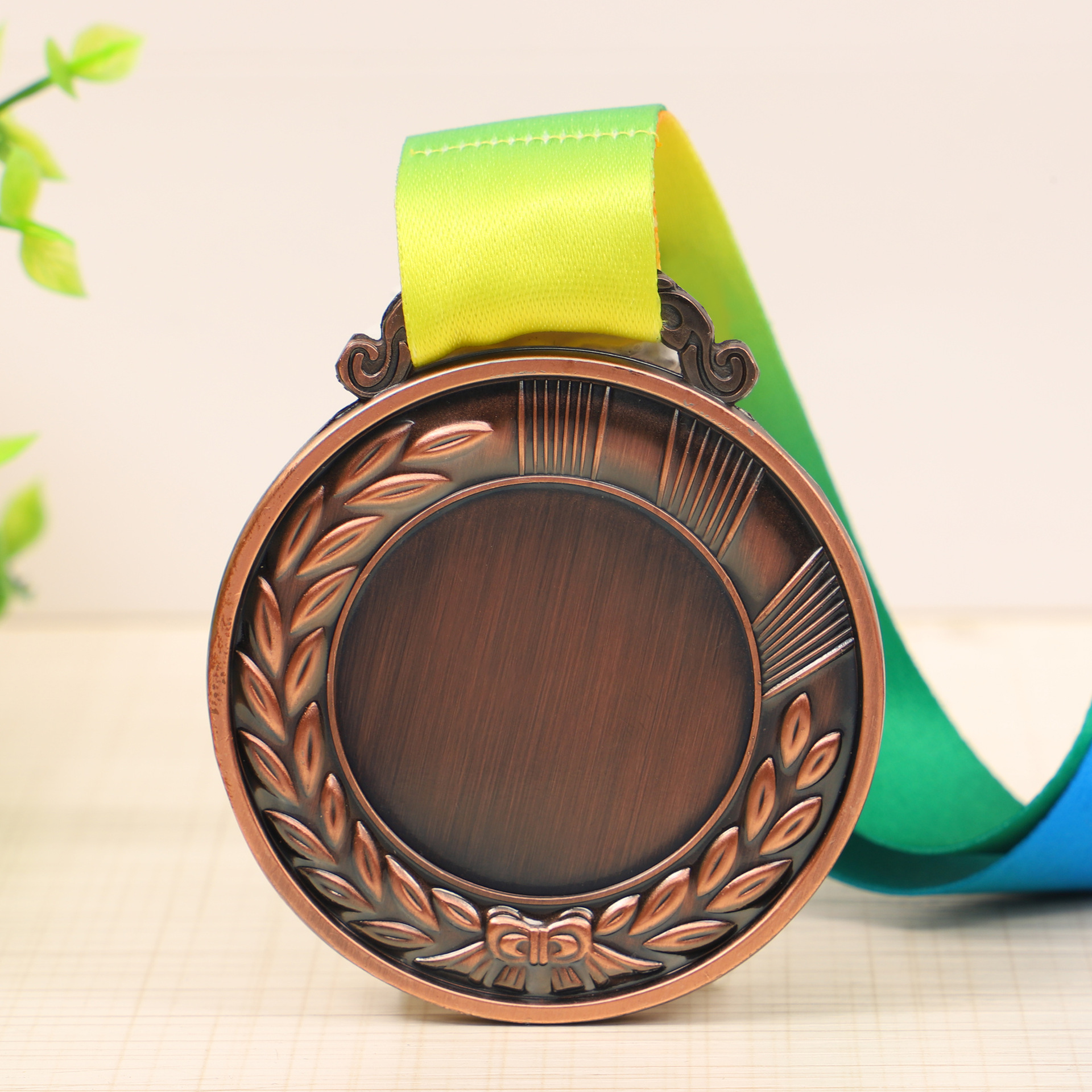 Venta caliente cabeza de la flor metal trigo oreja medalla haciendo actividad escolar competencia reconocimiento conmemorativo premio Medalla listado letras
