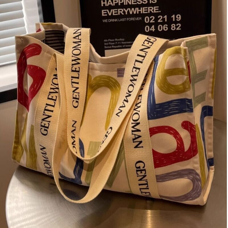 Large-Capacity Canvas Bag for Women, Autumn and Winter Outing Short-Distance Travel Bag, Casual Work and Commuting Tote Bag, Hand-Held Shopping Bag Large-Capacity Canvas Bag for Women, Autumn and Winter Outing Short-Distance Travel Bag, Casual Work and Commuting Tote Bag, Hand-Held Shopping Bag