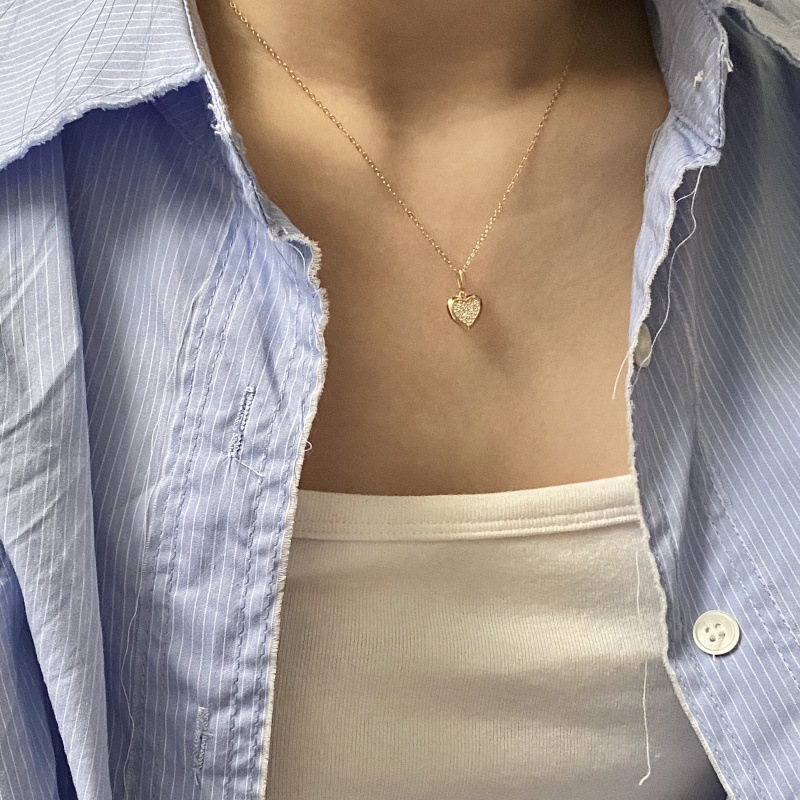 cable chain Chain Type 925 Sterling Silver Cable Chain Heart Shape Pendant Necklace