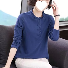 2025春秋长袖上衣女恤中年妈妈新款洋气时尚秋衣女外穿显瘦女装