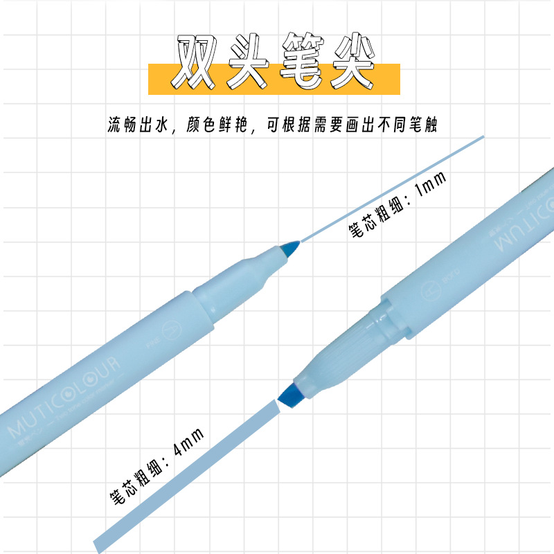 Nueva pluma fluorescente de doble cabeza de color pluma de marcado de color retro para estudiantes macaron Morandi pluma de marcado de color claro de gran capacidad