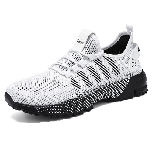 Men's Running Shoes for Cross-border Dropshipping, Wide Size, Featherweight Knit Single Shoes, Soft Sole, Comfortable, Breathable Mesh Shoes, Non-smelly Running Shoes