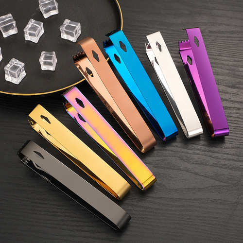 Cross-border hot selling 304 stainless steel ice clip ice cube clip 16cm buffet clip bar bartending clip