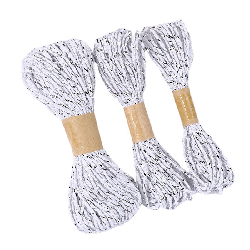 Color de fábrica de doble hilo de papel tejido cuerda DIY material de arte tejido de jardín de infantes algodón natural cuerda etiqueta transfronteriza