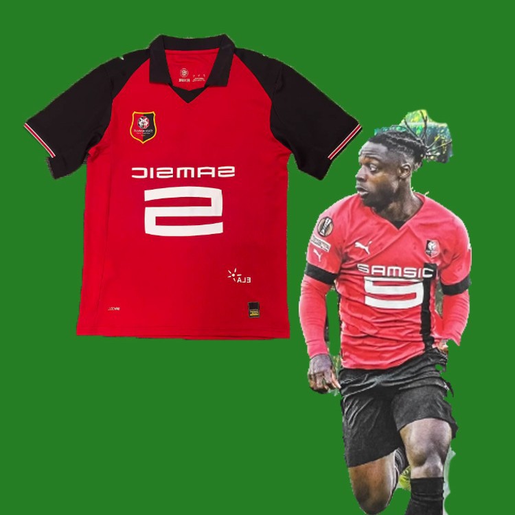 2526雷恩主场足球服球衣短袖上衣训练服运动服队衣服红色大学生男