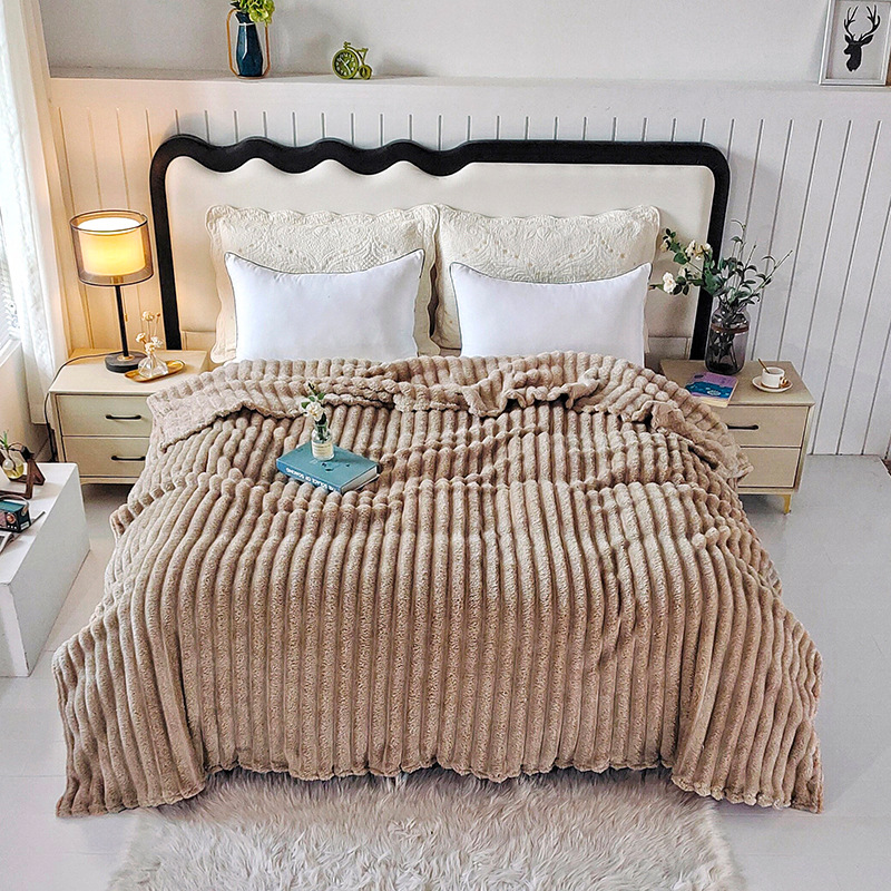 Transfronterizo nuevo Amazon 4 cm de estilo nórdico tira de lana de conejo mantas de peluche aire acondicionado hogar siesta mantas de comercio exterior