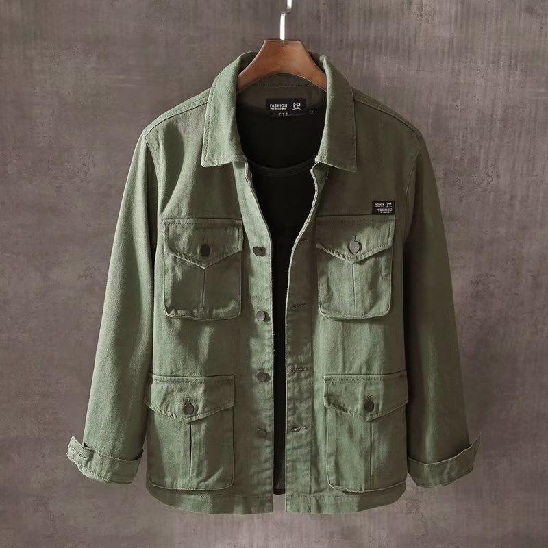 Multi-Pocket Heavy Washed Jacket Trendy Casual Workwear Coat Men's Loose Spring and Autumn Top Japanese Men's Clothing