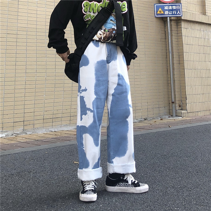 Autumn new tie-dye jeans men ins Hong Ko...