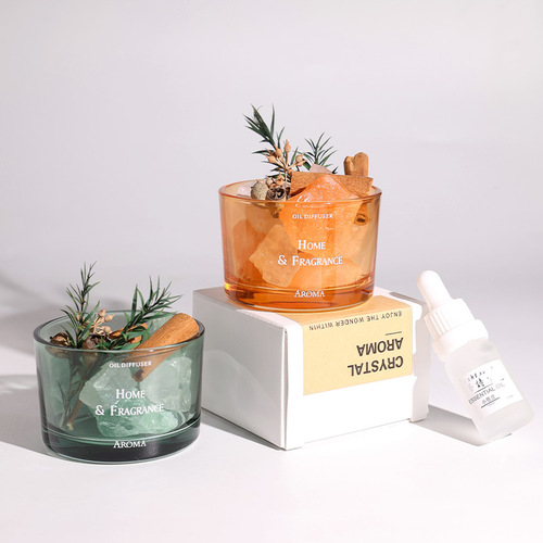 Diffusing stone aromatherapy fireless aromatherapy essential oil home bedroom fragrance crystal stone ornaments niche high-end dried flower souvenirs