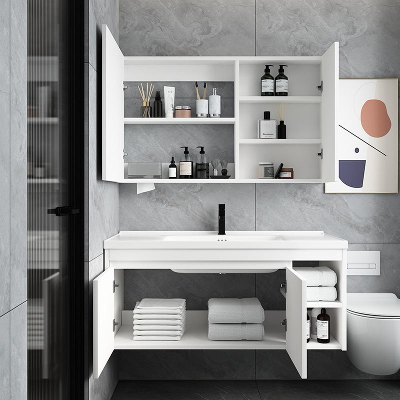 Pequeño apartamento ultra estrecho borde de madera maciza gabinete de baño combinación baño mesa de lavado lavabo 35cm tamaño pequeño lavabo