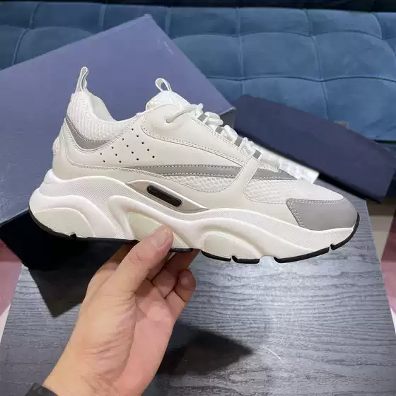 European Station Men's Shoes Spring and Autumn New Breathable Mesh Thick-soled Casual All-match Genuine Leather Relaxed and Lightweight for Running and sneaker