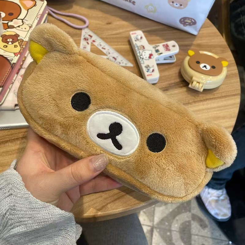 轻松熊四叶草印花笔袋日系可爱高颜值学生文具收纳袋大容量铅笔袋|undefined