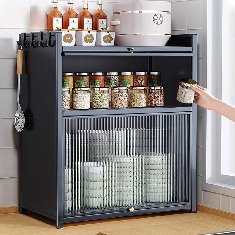 New Kitchen Storage Rack Multi-Functional Spice Simple Storage Rack Household Countertop Multi-Layer Dust-Proof Fully Enclosed Cupboard