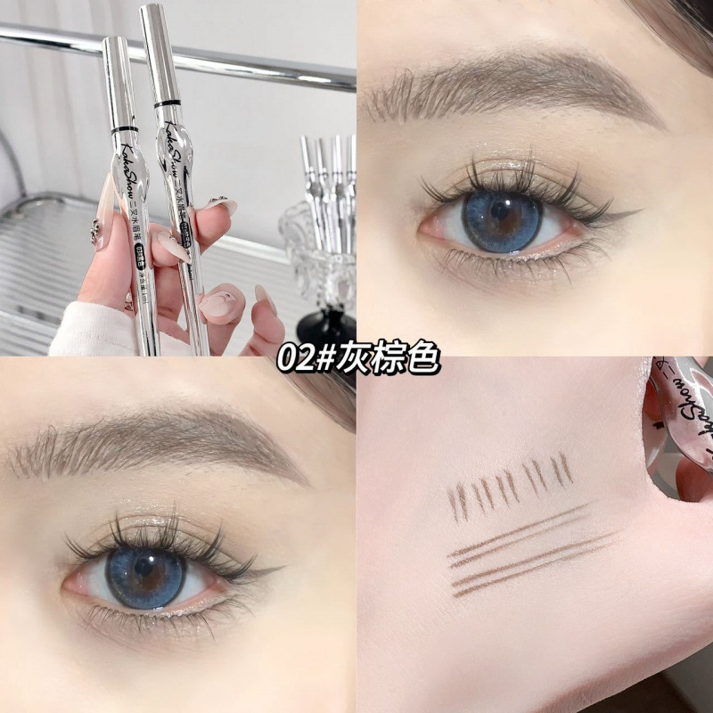 Kakashow dos lápiz de cejas de agua impermeable a prueba de sudor, maquillaje no es fácil de marearse, raíz clara, lápiz de cejas salvajes al por mayor.