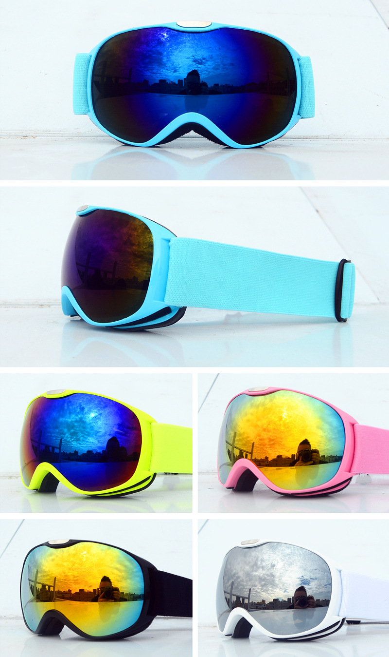 Unisex Children's ski goggles Large spherical glasses Cocker goggles/double anti-fog_voghion.com