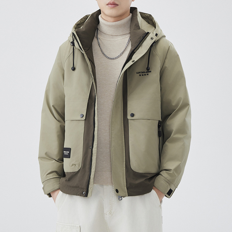 Men's velvet Japanese travel keep warm down jacket
