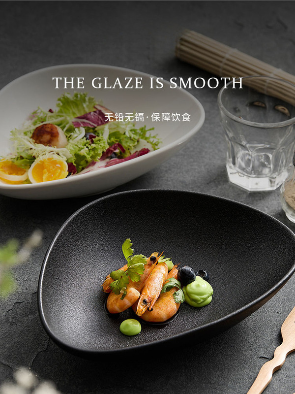 Creative Triangle Ceramic Fruit Salad Household Tableware Japanese Style Large Bowl Dinner Plate Ins Style Dish Plate Dessert Deep Plate