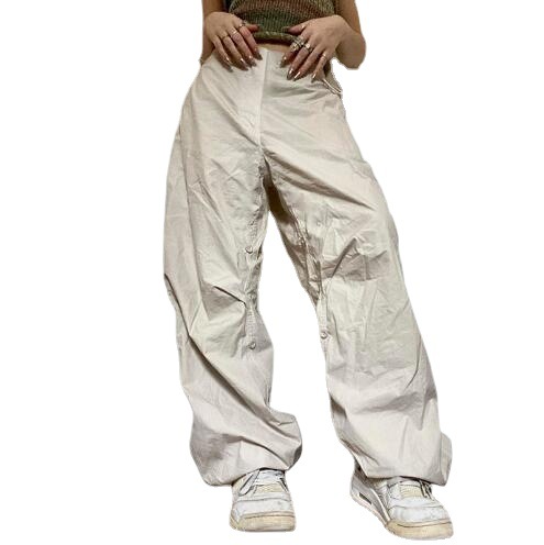 Pantalon tissé ample avec cordon de serrage, taille basse, décontracté, à la mode pour filles épicées, nouvelle collection été 2022_voghion.com