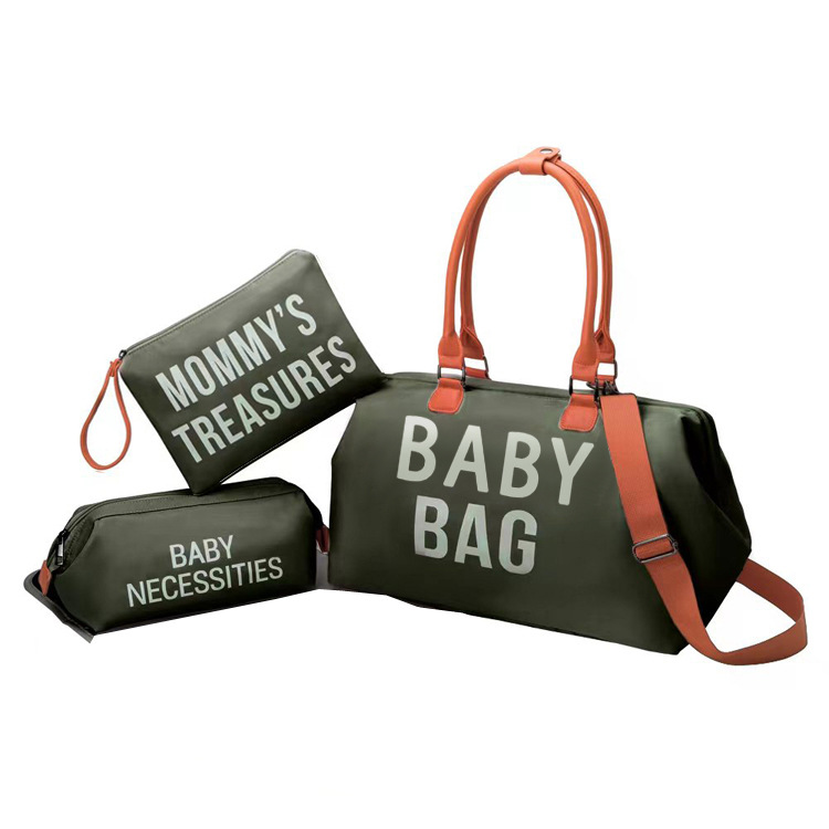 올리브 그린 베이비백 + 작은 가방 2개