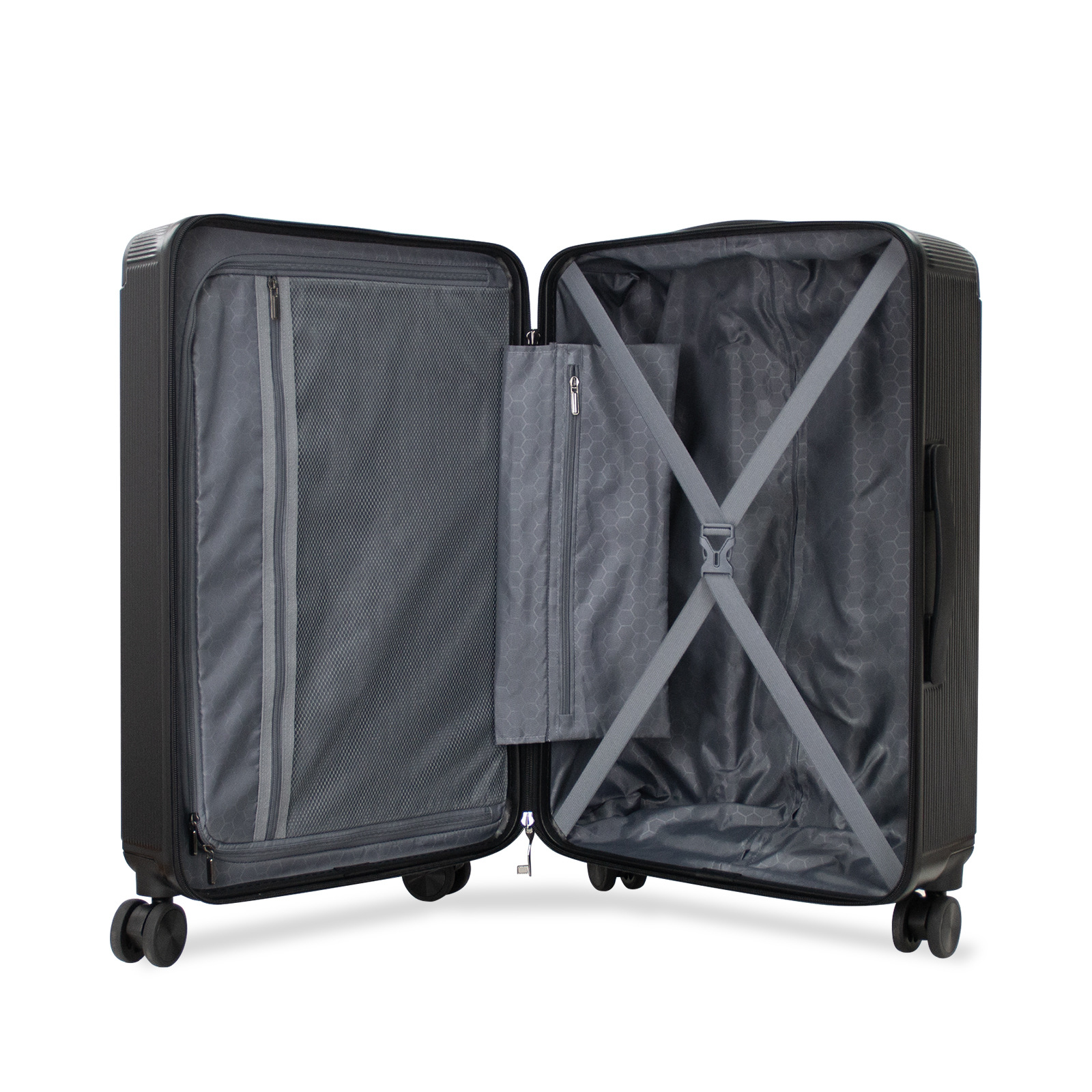 Vali nhựa PC 28 inch tay cầm trước thể thao, dung tích lớn, khóa TSA — màu đen, màu xám, xanh lá cây, màu mơ chi tiết 7