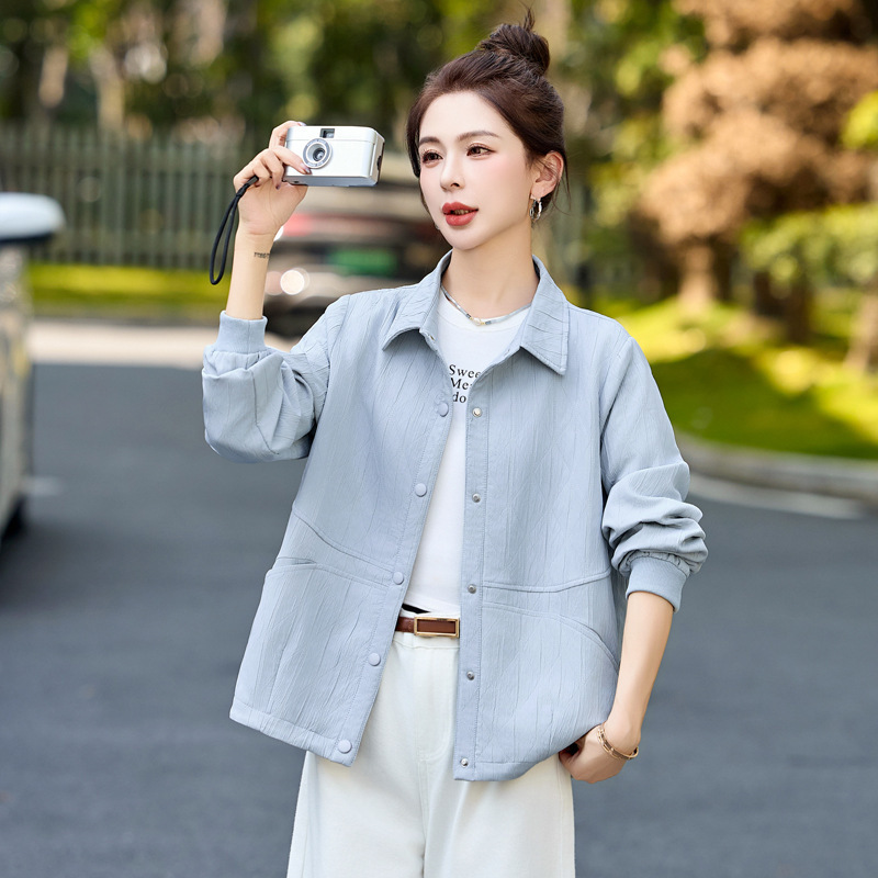 流行翻领衬衫外套女2025春秋新款时尚宽松休闲百搭夹克上衣小个子|undefined